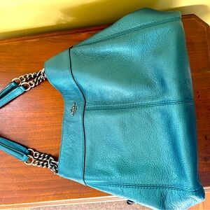 Coach Teal Metallic Chain Shoulder Bag EUC -very lightly used